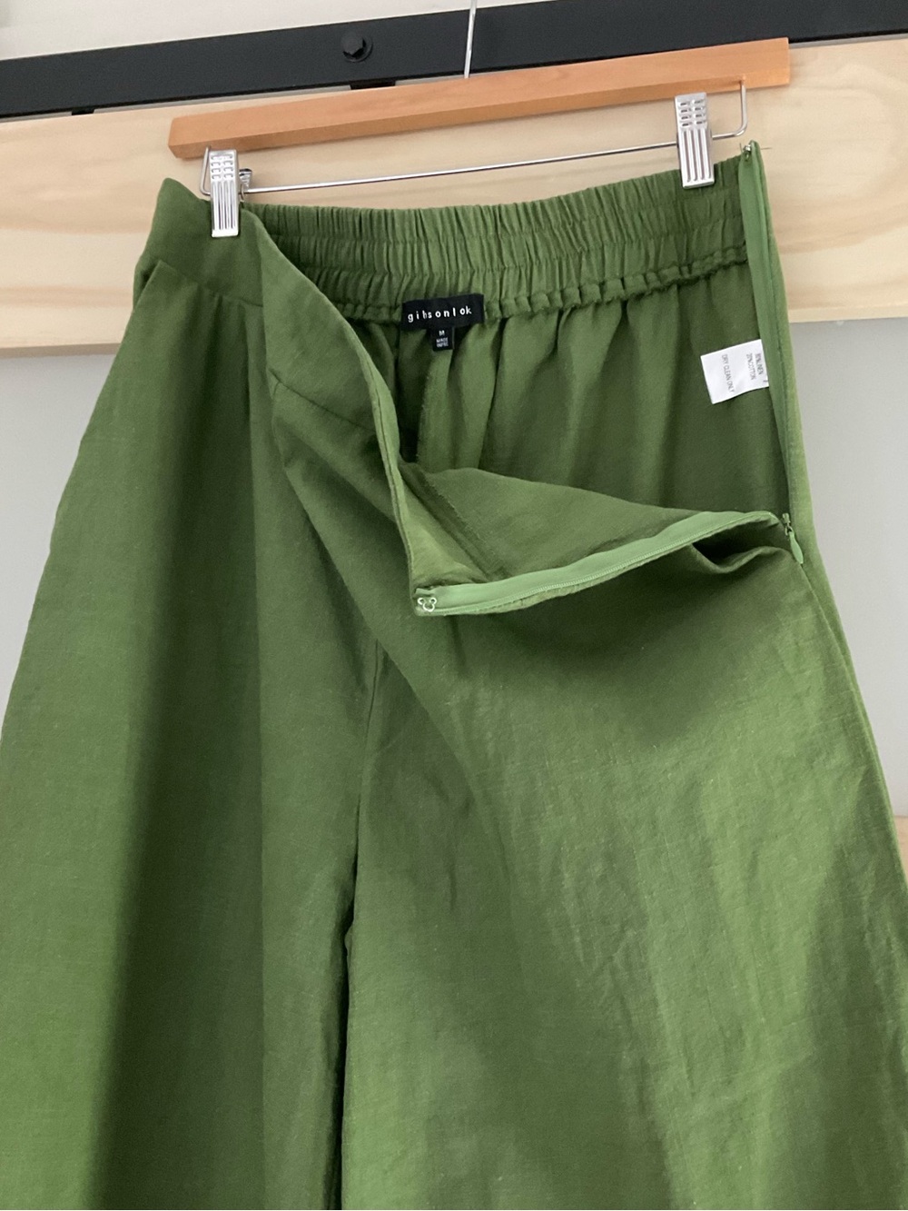 Gibsonlook Wide Leg Linen Blend Cropped Pants – Green – Size Medium - Picture 6 of 6
